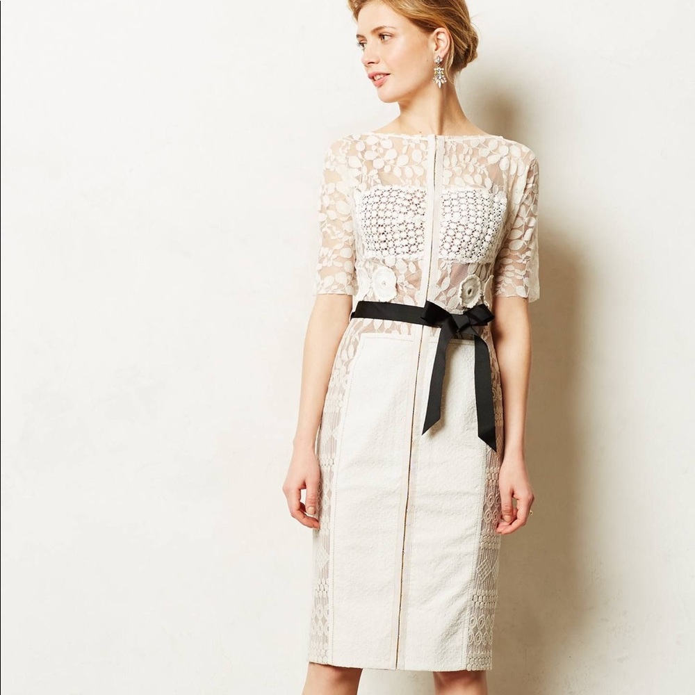 Anthropologie white sheath dress